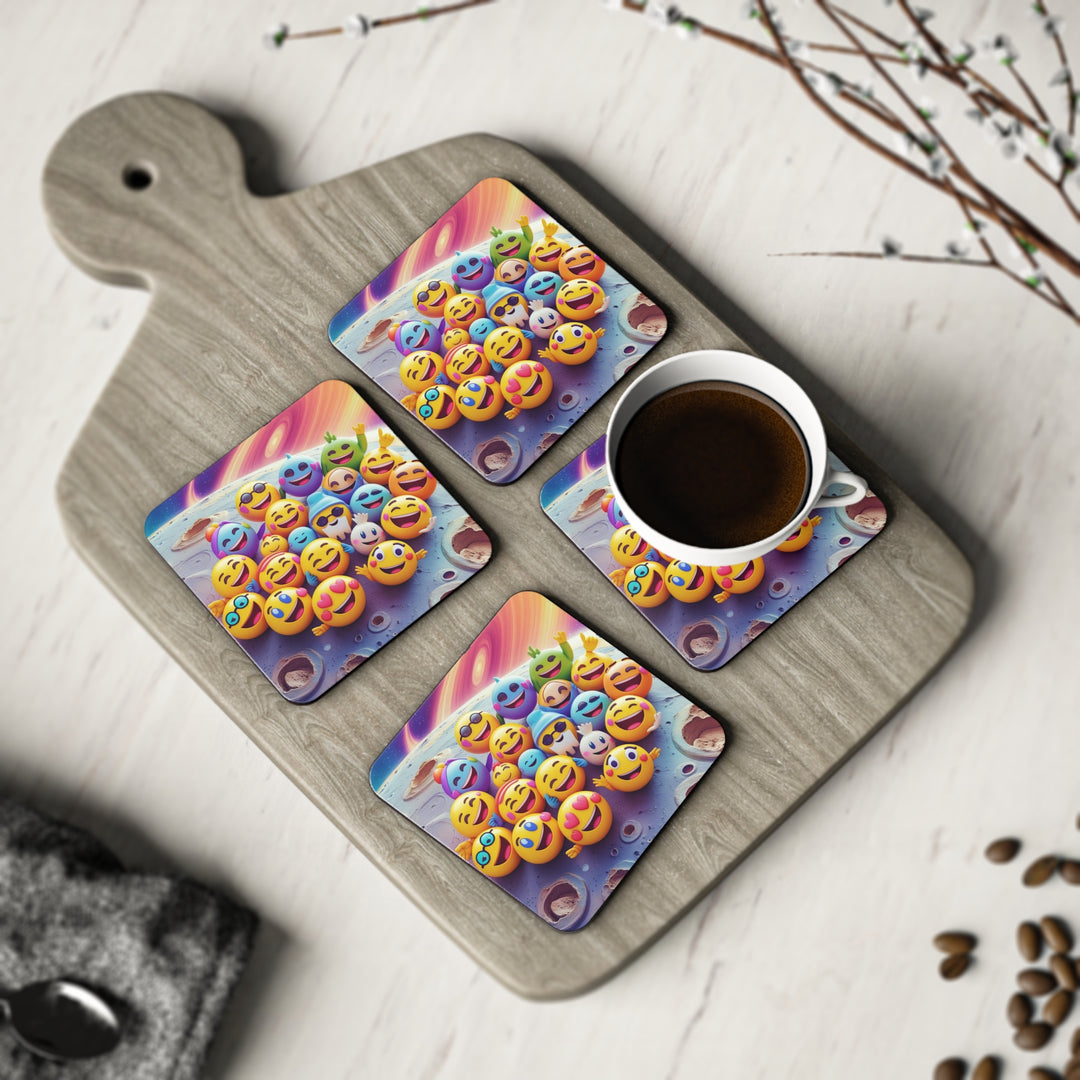 Cosmic Emoji Fun Coasters – Vibrant, Durable Drink Mats for Stylish Decor