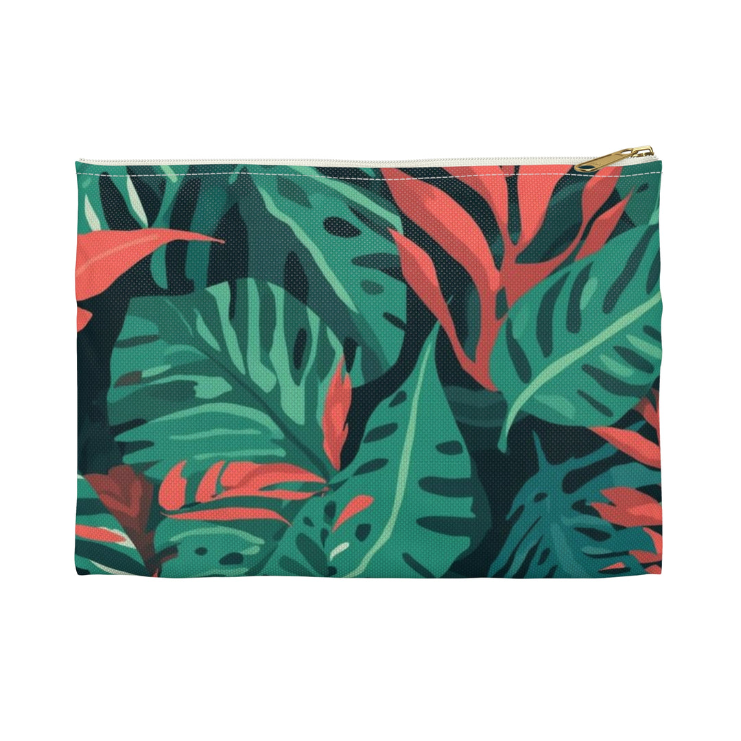 Chic Tropical Leaf Accessory Pouch – Trendy Jungle Print Organizer Bag