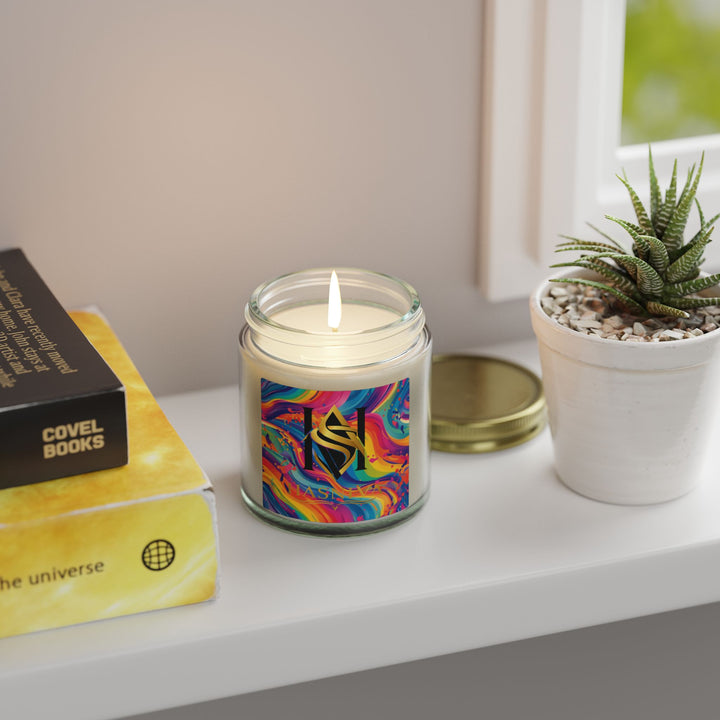 Vibrant Rainbow Abstract Scented Candle | Hand-Poured Coconut Apricot Wax