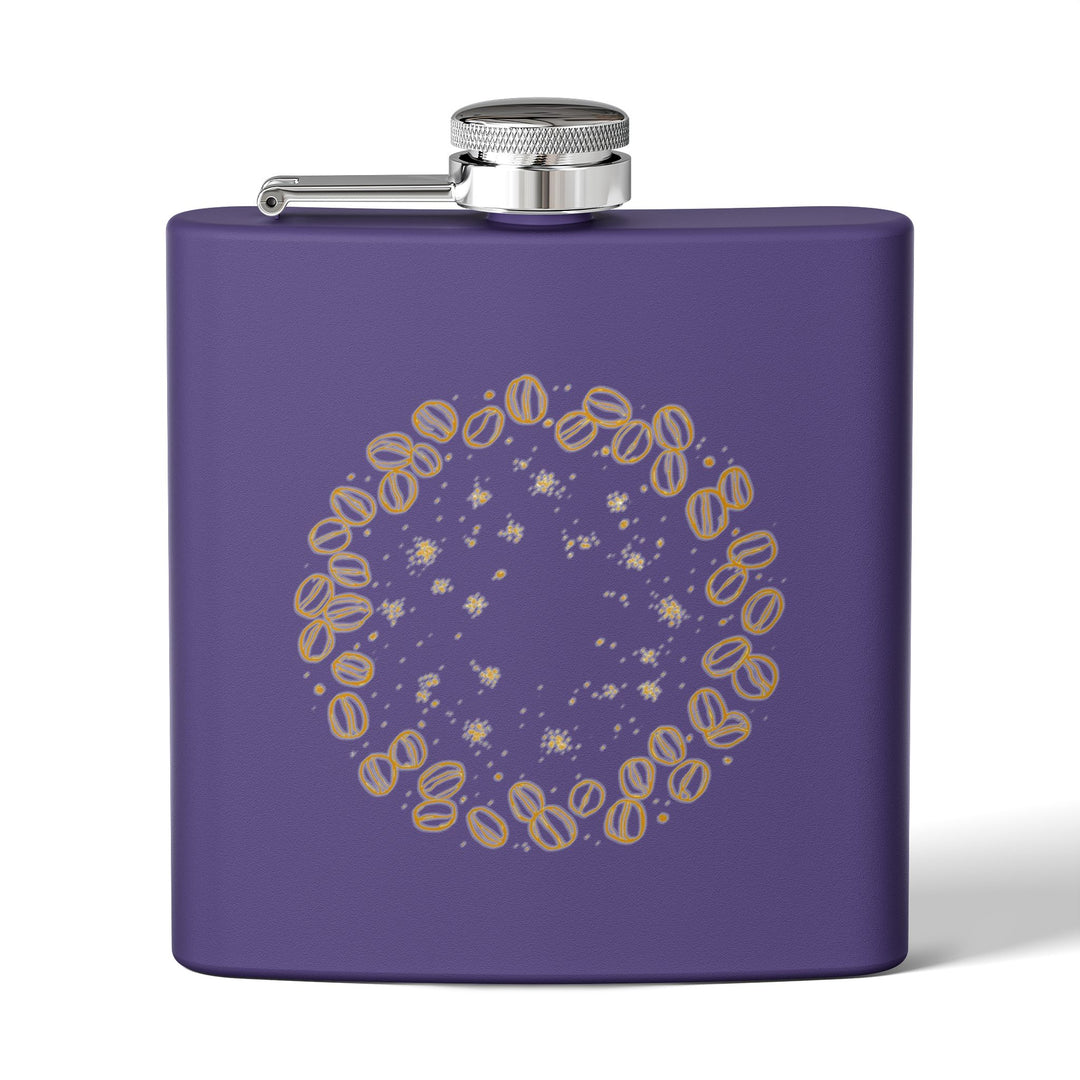 Coffee Beans Chic 6oz Stainless Steel Flask – Trendy, Insulated, Leak-Proof