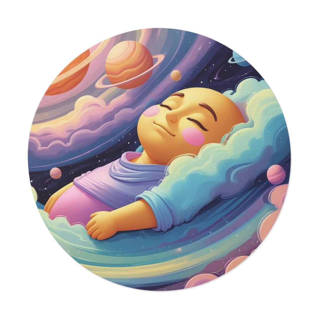 Custom Round Vinyl Sticker – Cosmic Baby Dream Galaxy, Waterproof & Durable