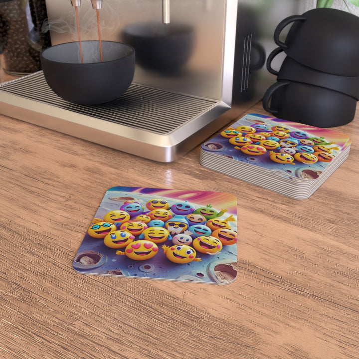 Cosmic Emoji Square Coasters (50/100pcs) – Fun, Modern Table Protection