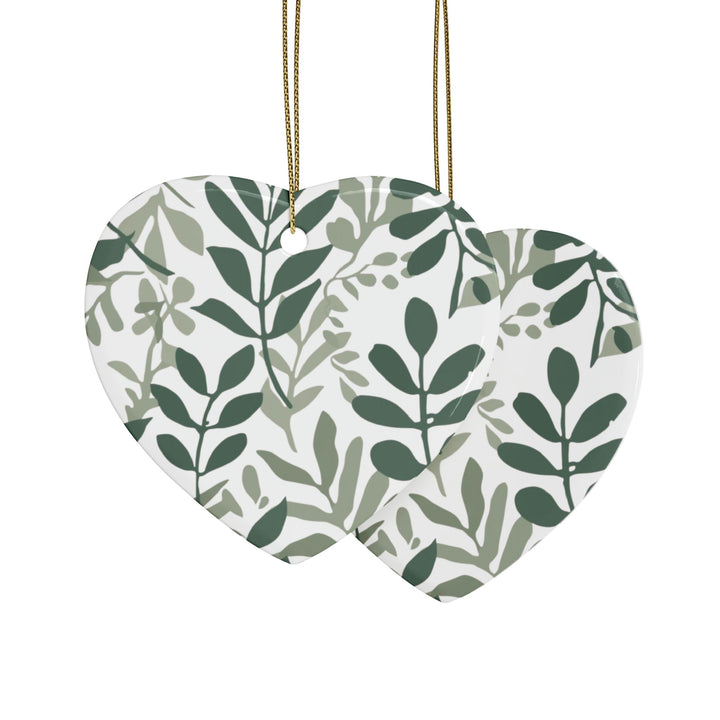 Personalized Ceramic Ornaments – Modern Botanical Leafy Green Design (1–20pcs)