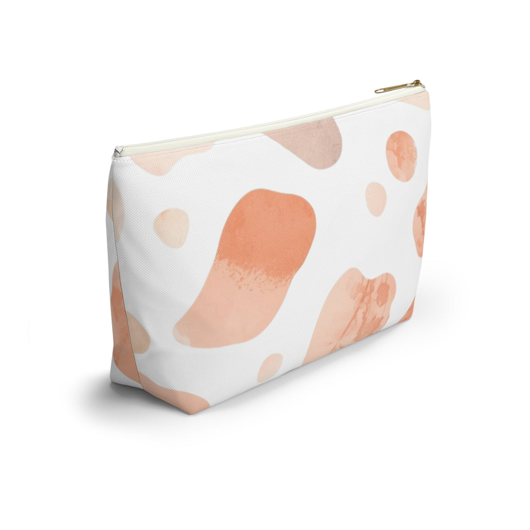 Chic T-Bottom Accessory Pouch – Blush & Peach Abstract Watercolor Design