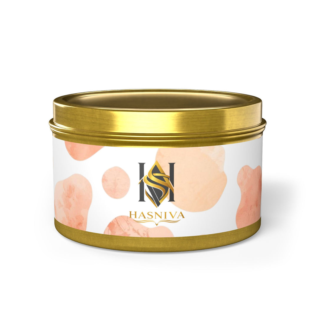Handcrafted Tin Candle – Blush Peach Watercolor, Chic & Eco-Friendly Gift