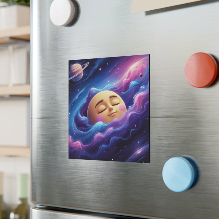 Personalized Square Magnet – Whimsical Galaxy Moon, Custom, Cute & Durable