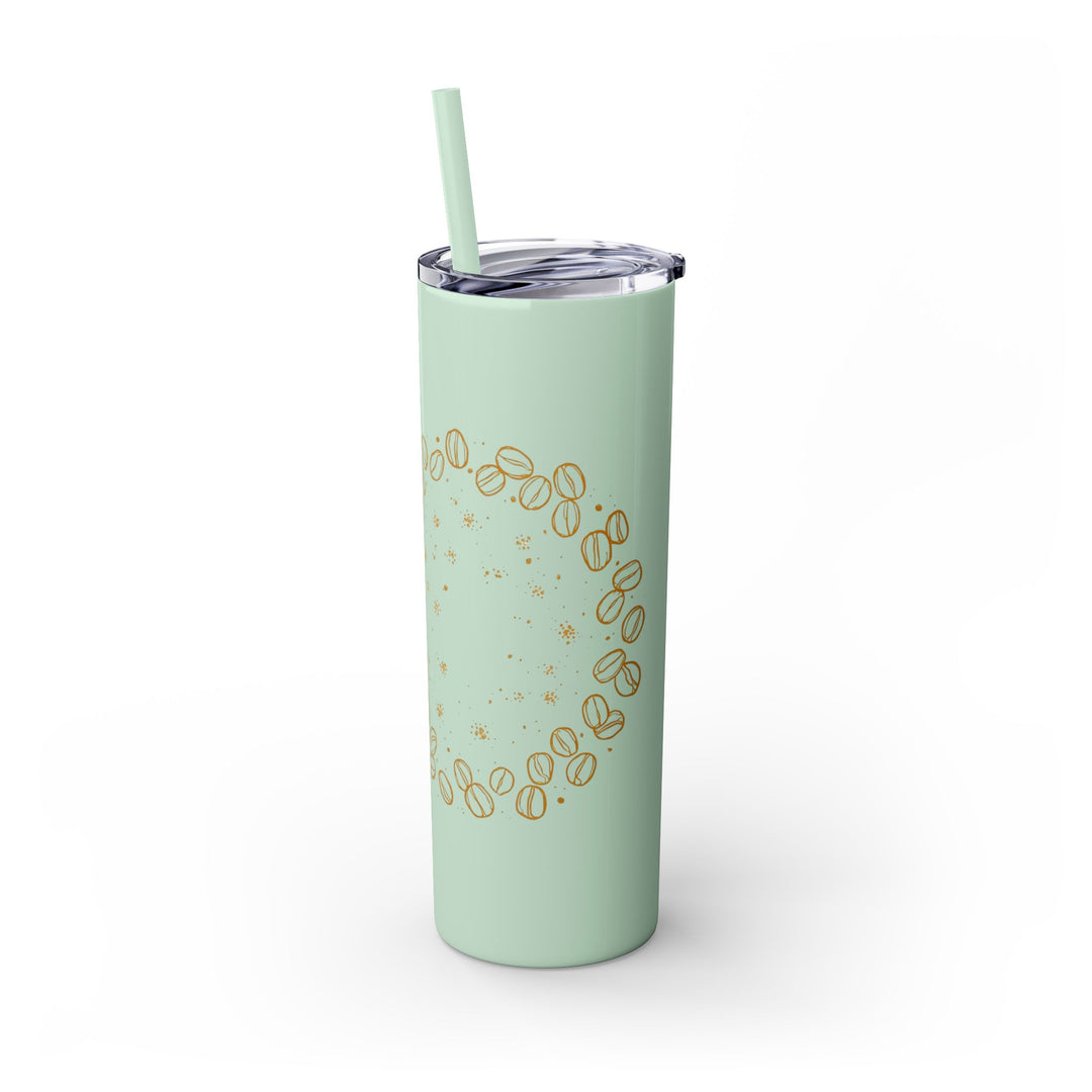 Coffee Lover’s 20oz Skinny Tumbler – Chic Hand-Drawn Beans & Straw
