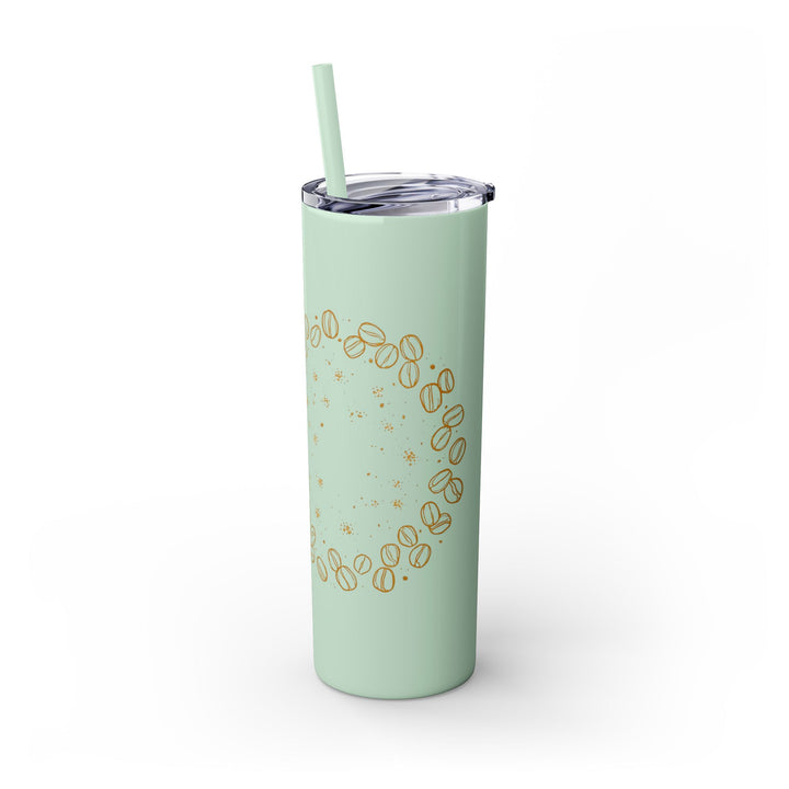 Coffee Lover’s 20oz Skinny Tumbler – Chic Hand-Drawn Beans & Straw
