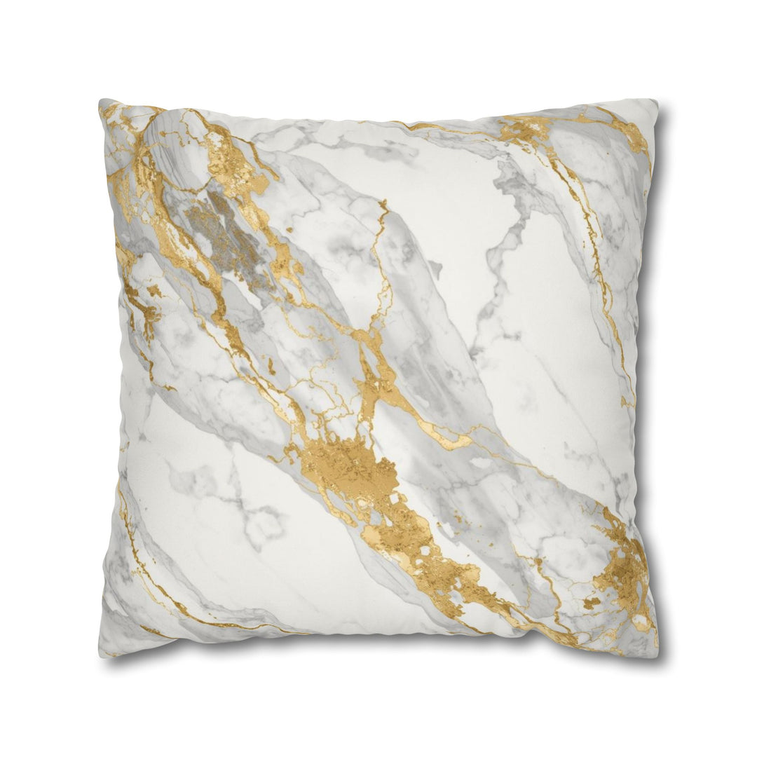 Marble Gold Faux Suede Square Pillowcase – Luxurious Modern Glam Accent