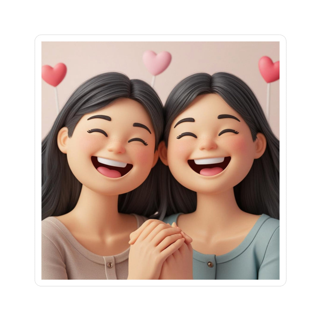 Custom Vinyl Kiss-Cut Stickers – Cute 3D Cartoon Girls, Weatherproof, Matte
