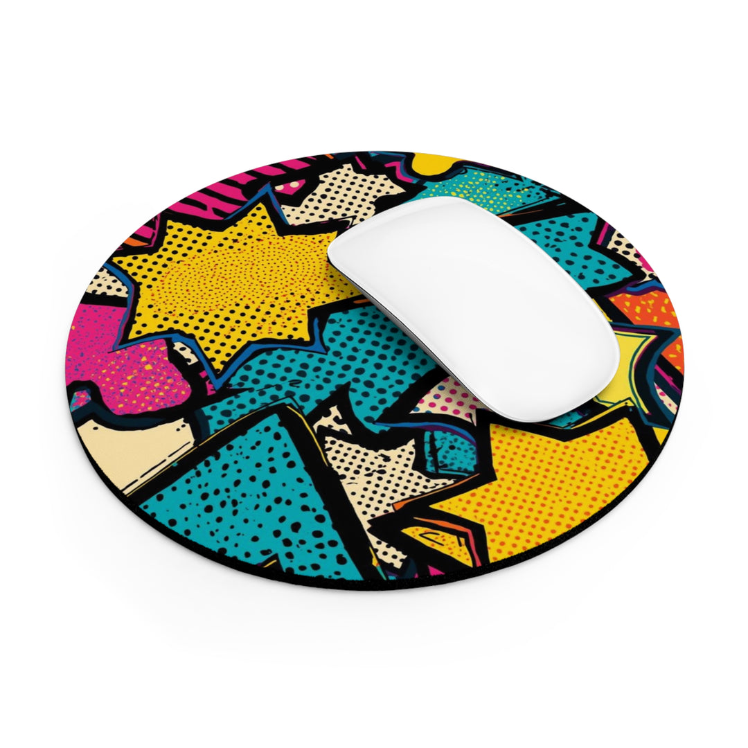 Pop Art Comic Burst Personalized Mouse Pad – Vibrant, Stylish & Durable