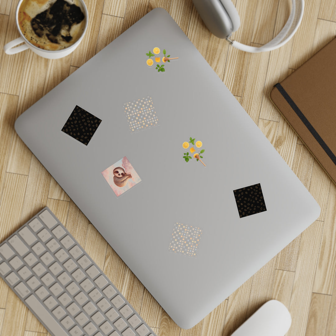 Trendy 5pc Sticker Sheet Bundle – Coffee, Cute Pastels, Sloth & More!