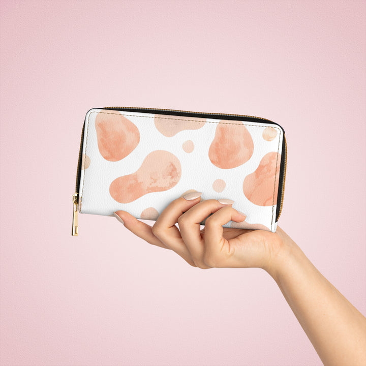 Sleek Personalized Zipper Wallet – Modern Blush Watercolor Abstract Design