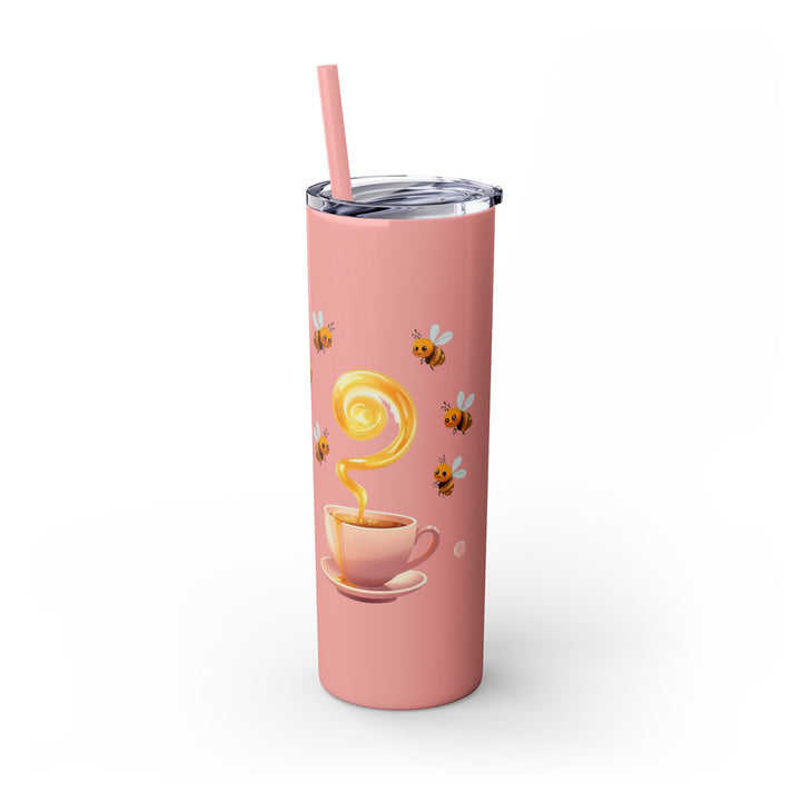 Pink Honeybee 20oz Skinny Tumbler with Straw – Cute Tea Cup Design