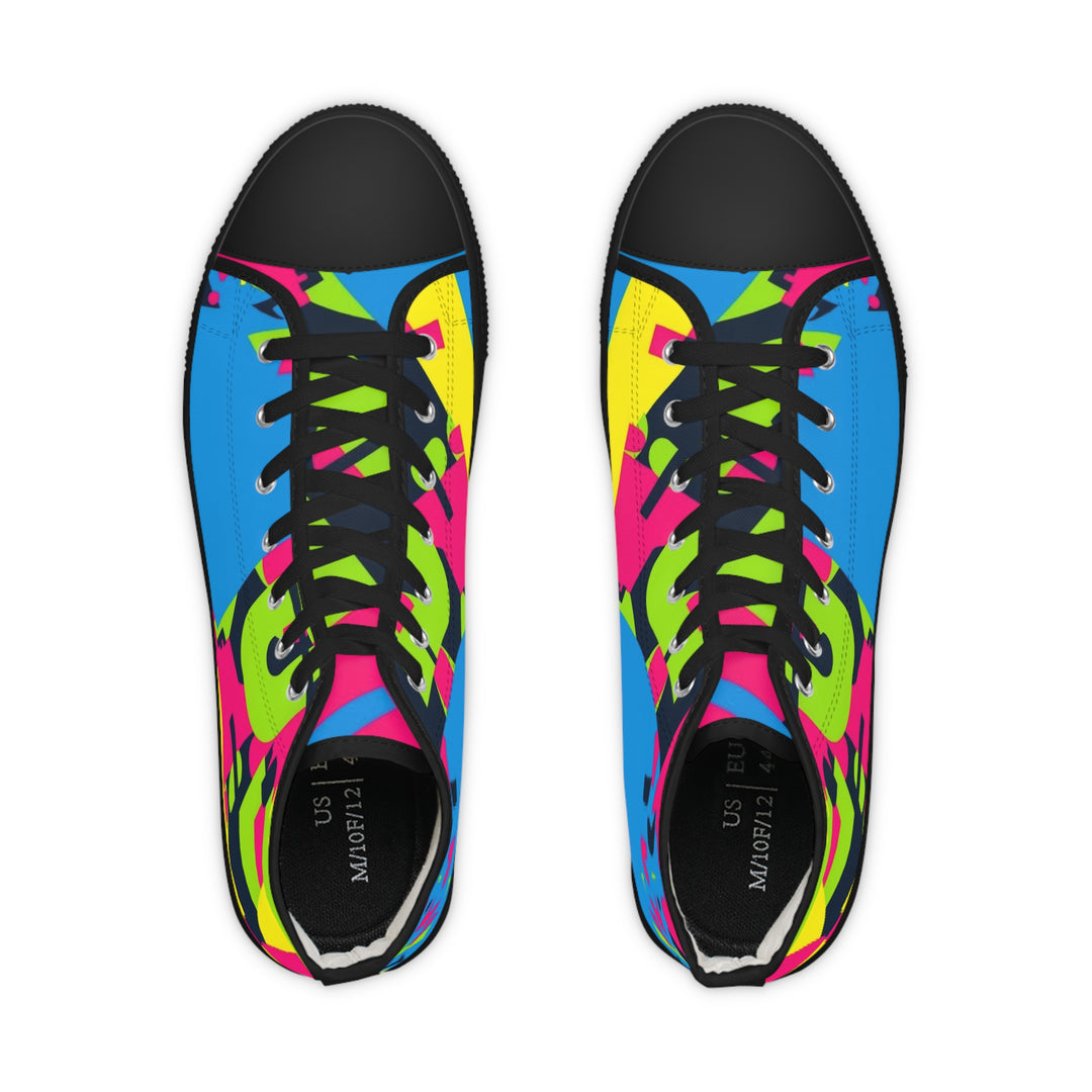 Men's Neon Geometric High Top Sneakers – Bold, Comfy, Streetwear Style