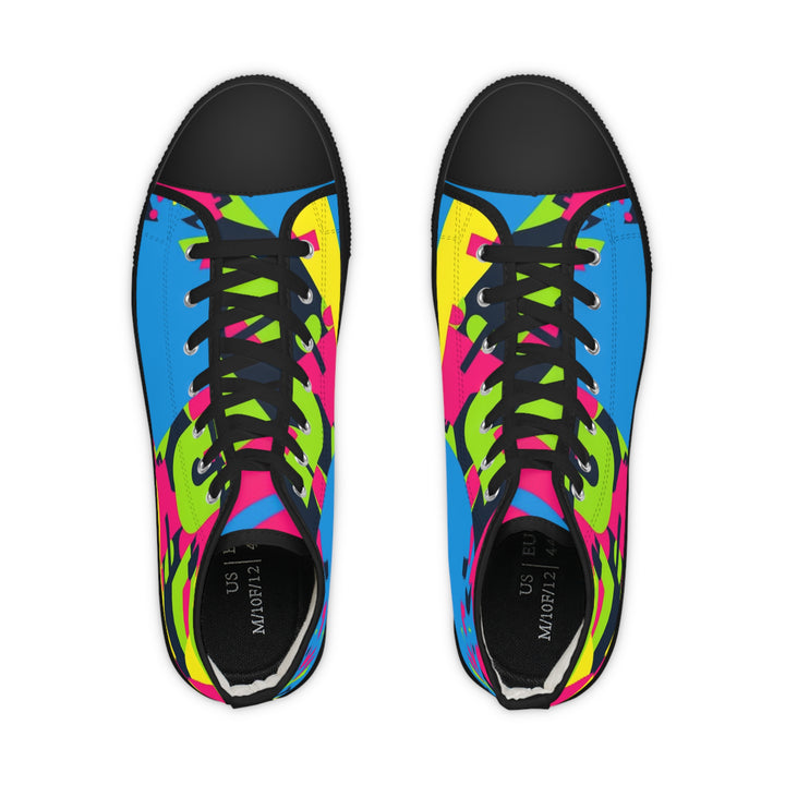 Men's Neon Geometric High Top Sneakers – Bold, Comfy, Streetwear Style