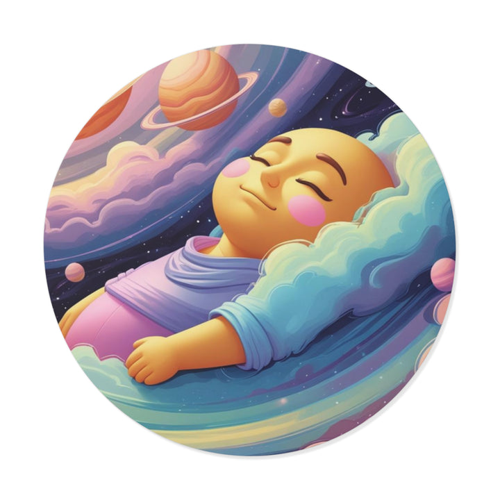Custom Round Vinyl Sticker – Cosmic Baby Dream Galaxy, Waterproof & Durable