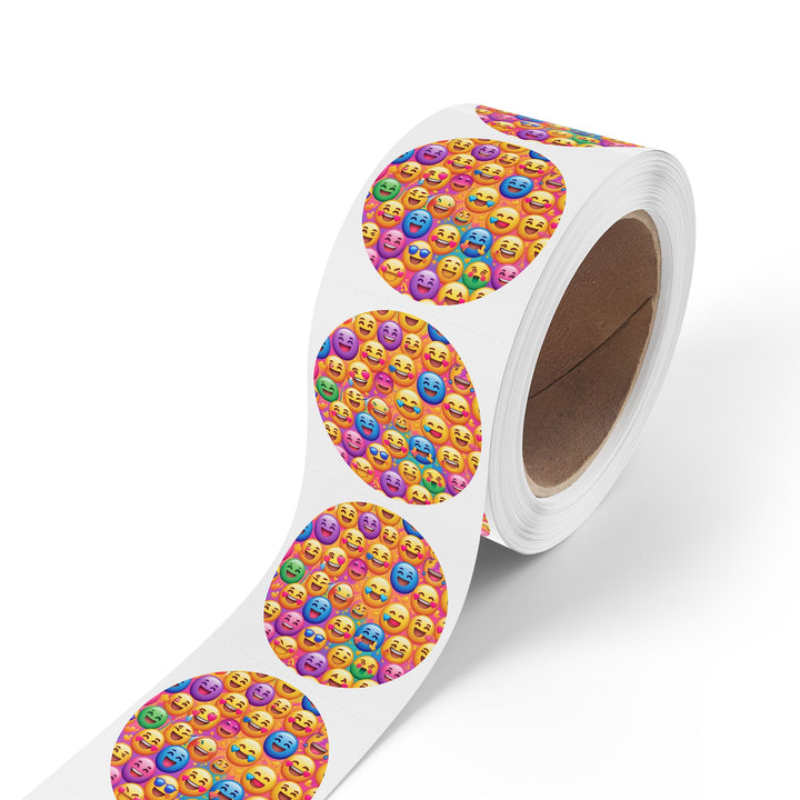 Vibrant Emoji Round Sticker Label Rolls – Durable, Fun & Trendy Labels
