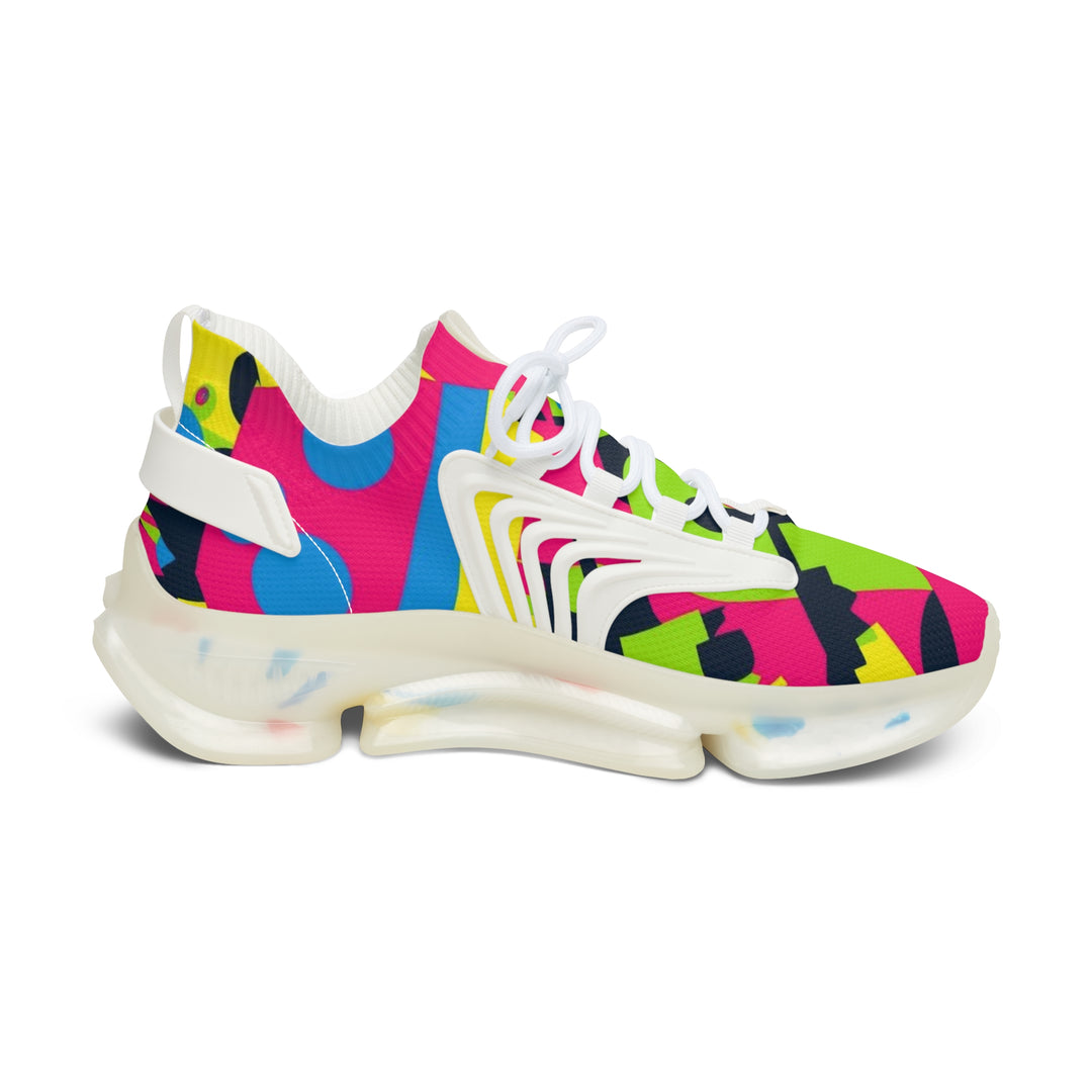 Women's Mesh Sneakers – Neon Abstract Street Style, Ultra Comfy, Modern