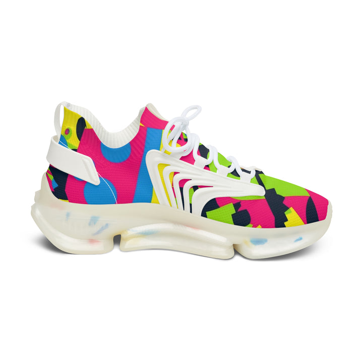 Women's Mesh Sneakers – Neon Abstract Street Style, Ultra Comfy, Modern
