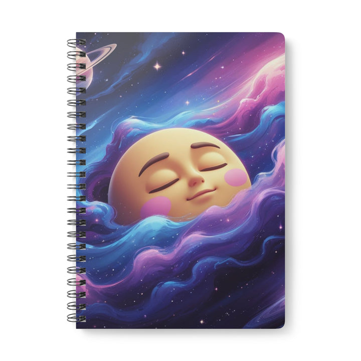 Galaxy Moon A5 Wirobound Notebook – Cute Cosmic Softcover, 150 Pages