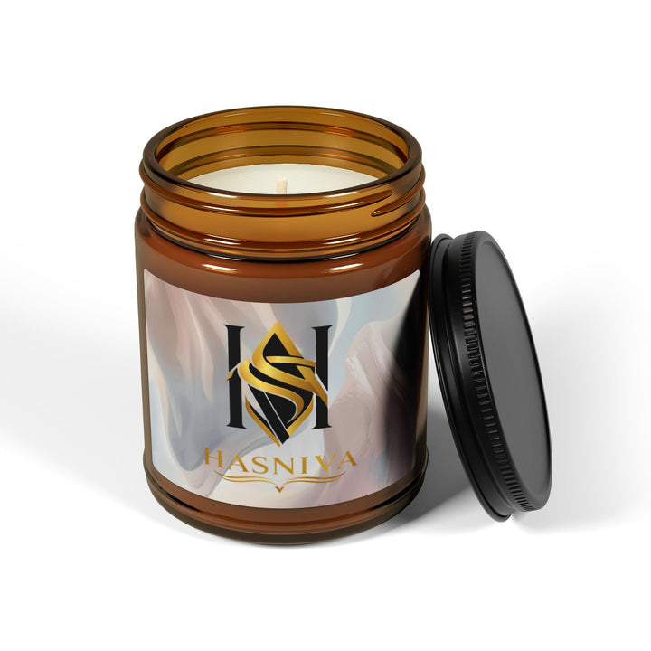 Serene Soy Candle in Amber Jar – Hand-Poured, Blush Pastel Design, 2 Sizes