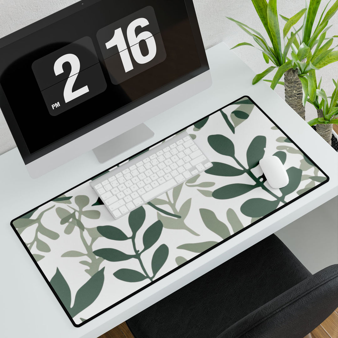 Modern Botanical Desk Mat – Stylish Leafy Black Workspace Protector