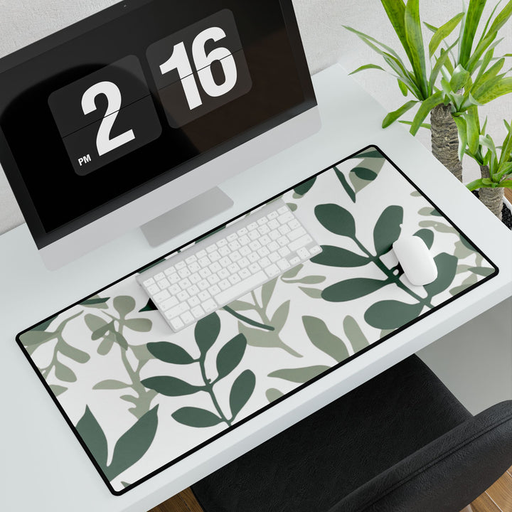 Modern Botanical Desk Mat – Stylish Leafy Black Workspace Protector
