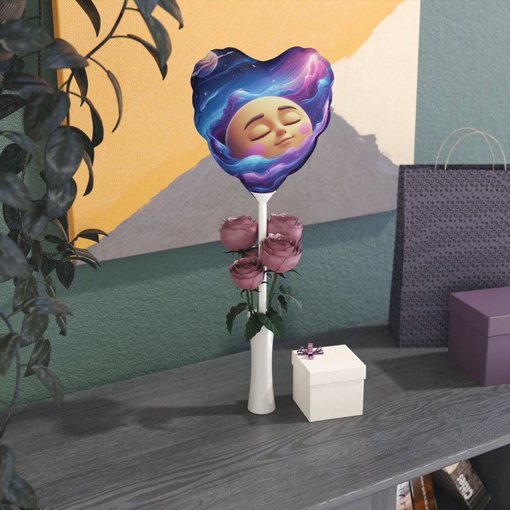 Personalized 6” Heart & Round Balloons – Cute Galaxy Moon Party Decor