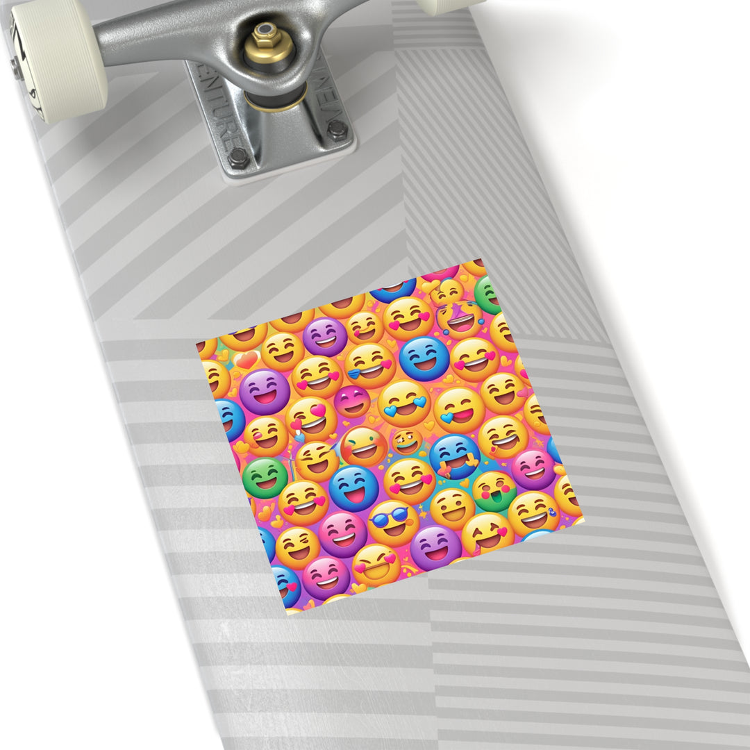 Custom Square Stickers – Emoji Rainbow Fun, Waterproof & Removable Vinyl