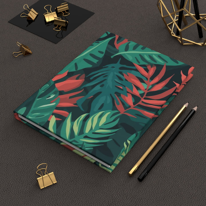 Vibrant Tropical Matte Hardcover Journal – Custom Jungle Leaf Design, 150 Pages