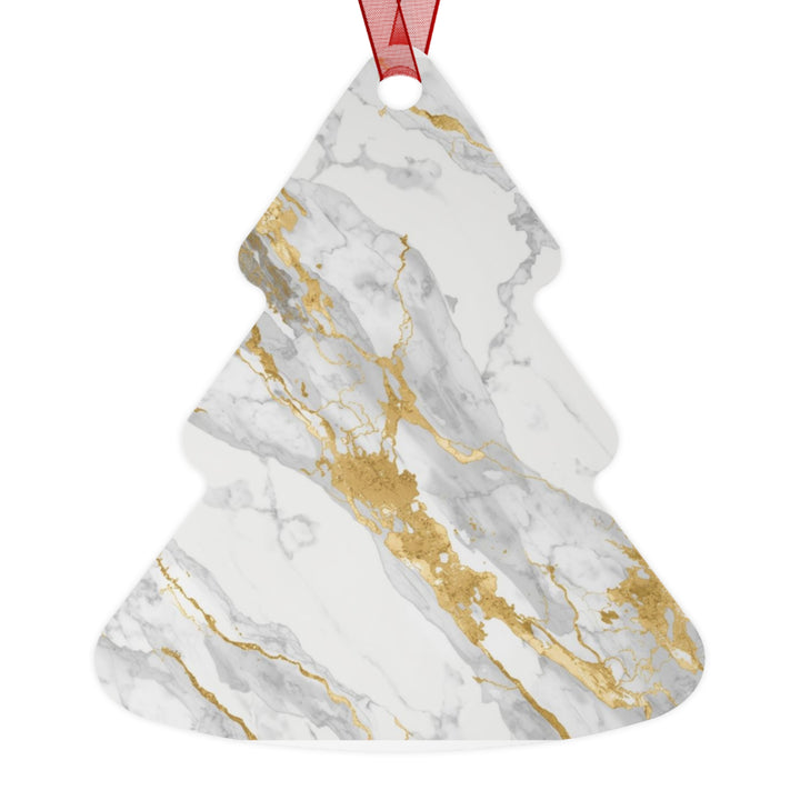 Chic Marble & Gold Metal Ornament – Custom, Glossy, Elegant Holiday Décor