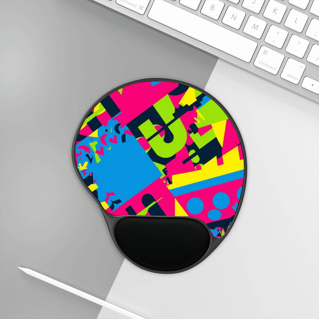 Ergonomic Memory Foam Mouse Pad—Bold Neon Abstract Wrist Rest, Trendy Design