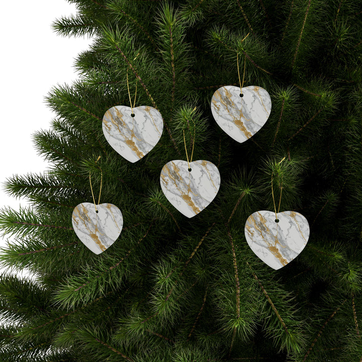 Custom Marble-Effect Ceramic Ornaments – Elegant Gold Veins, 1-20pcs