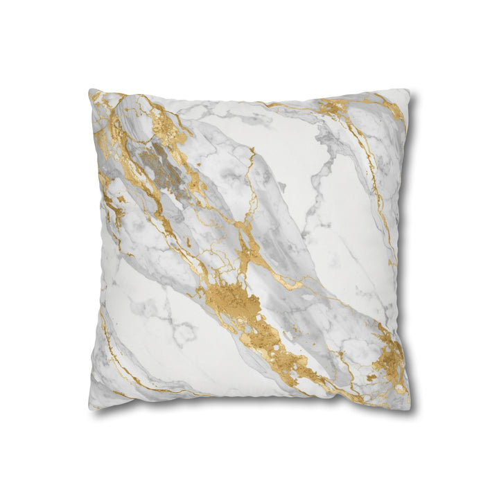 Marble Luxe Poly Canvas Pillowcase – Gold & Grey Modern Glam Decor Cover