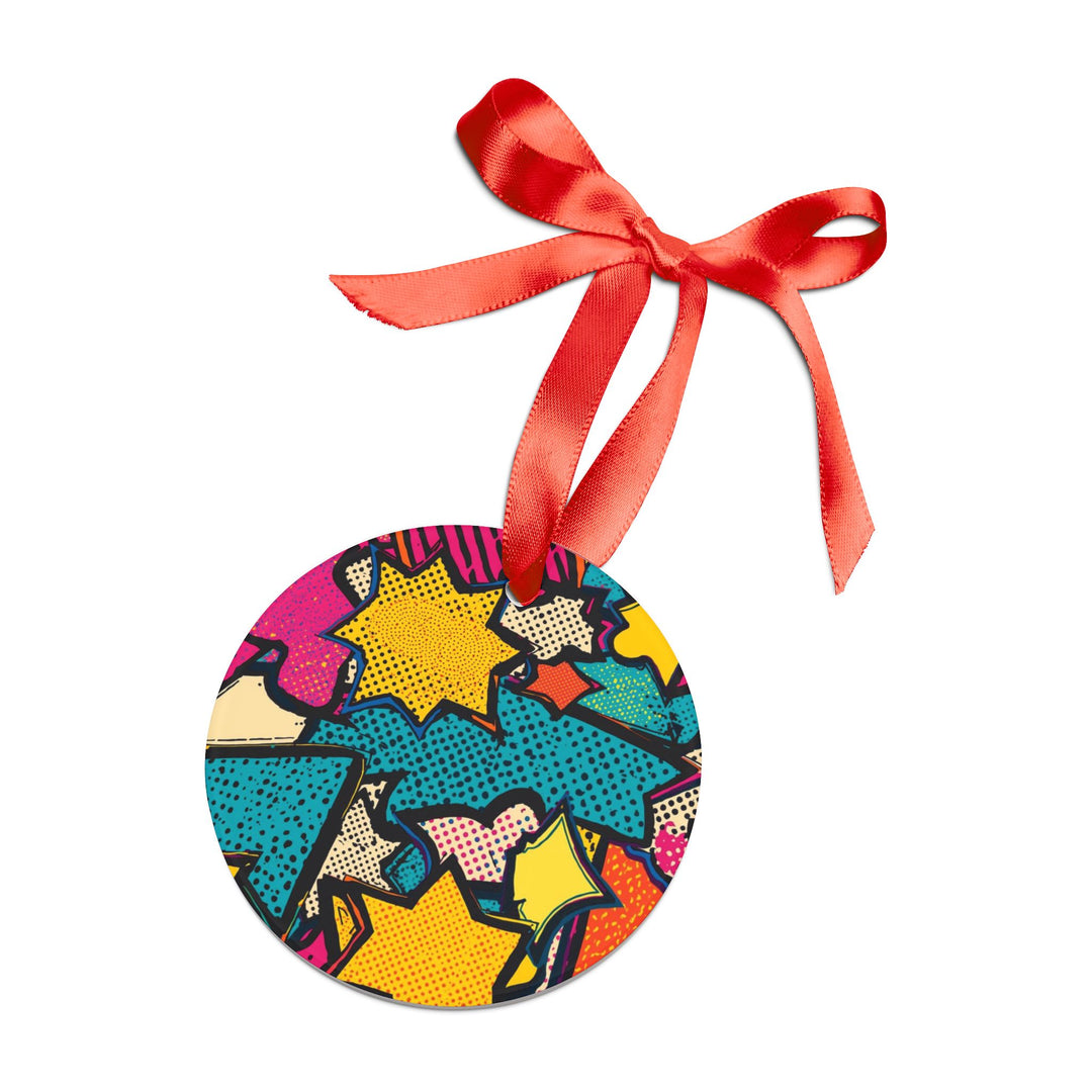 Personalized Pop Art Acrylic Ornament with Ribbon – Vibrant Comic Book Style