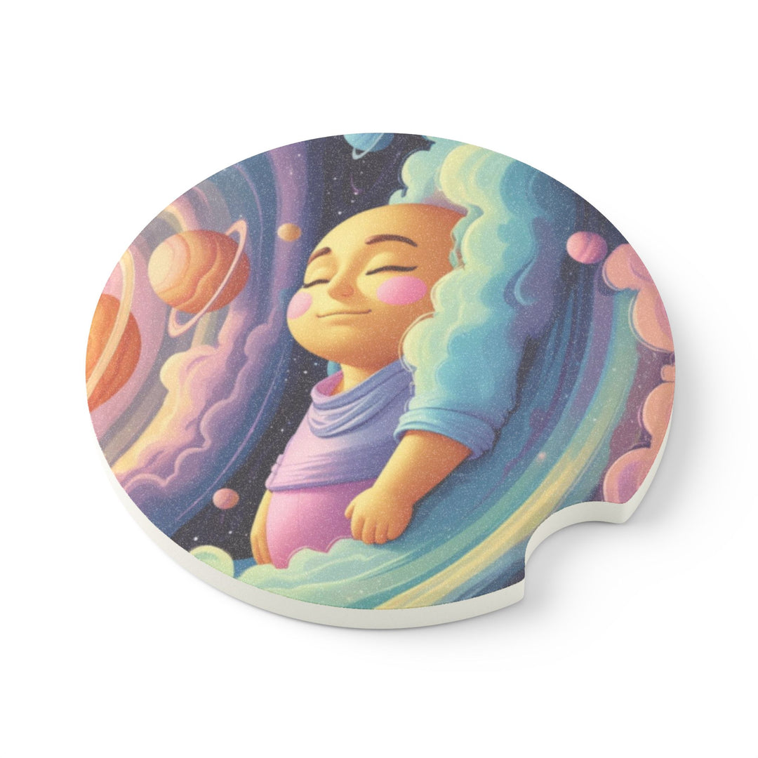 Soapstone Car Coaster – Dreamy Cosmic Baby Sleeping Pastel Galaxy Gift