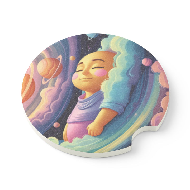 Soapstone Car Coaster – Dreamy Cosmic Baby Sleeping Pastel Galaxy Gift