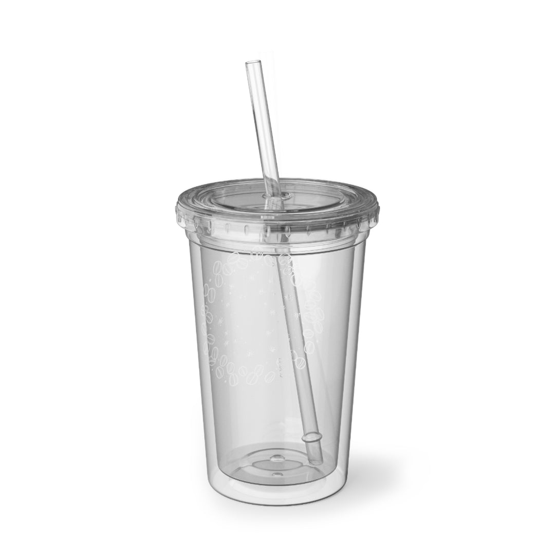 Suave Acrylic Cup – Coffee Bean Double-Wall Tumbler w/ Lid & Straw, 16oz