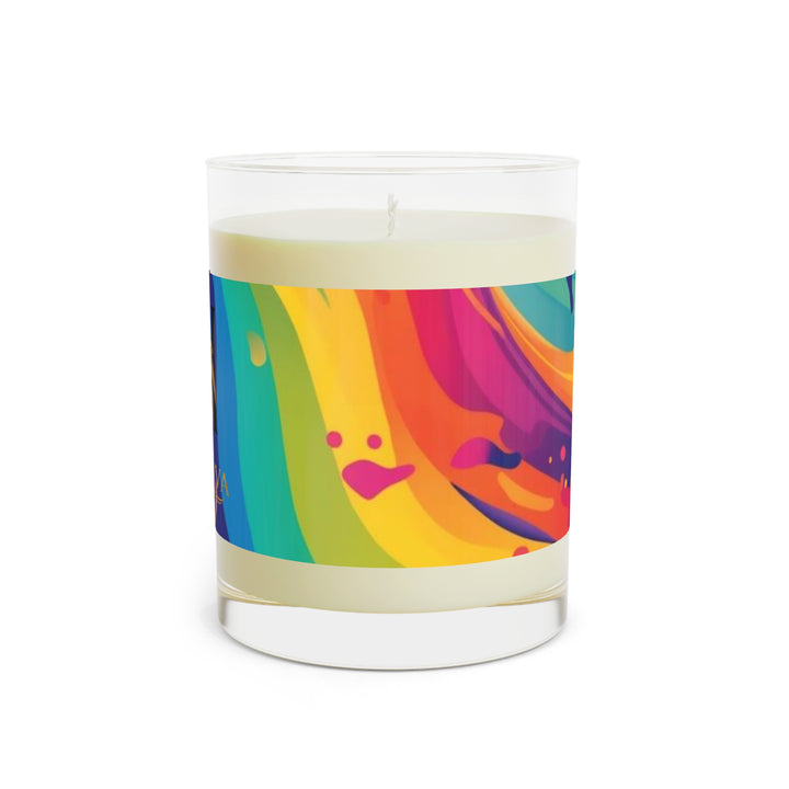 Artful Rainbow Waves 11oz Scented Soy Candle – Vibrant Modern Luxe Decor