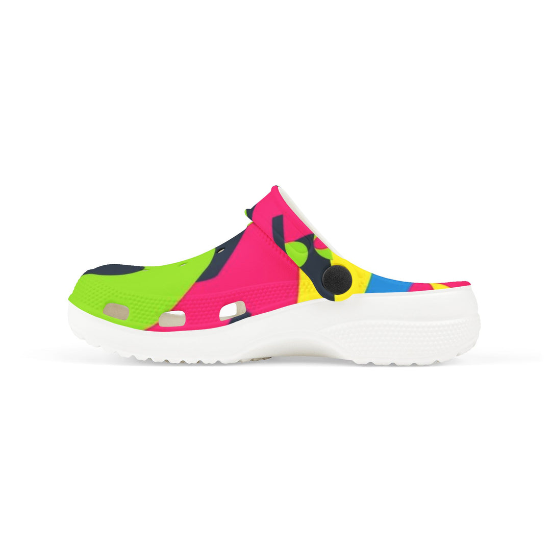Kids’ Vibrant EVA Foam Clogs – Bold Geometric Prints & Fun Charms