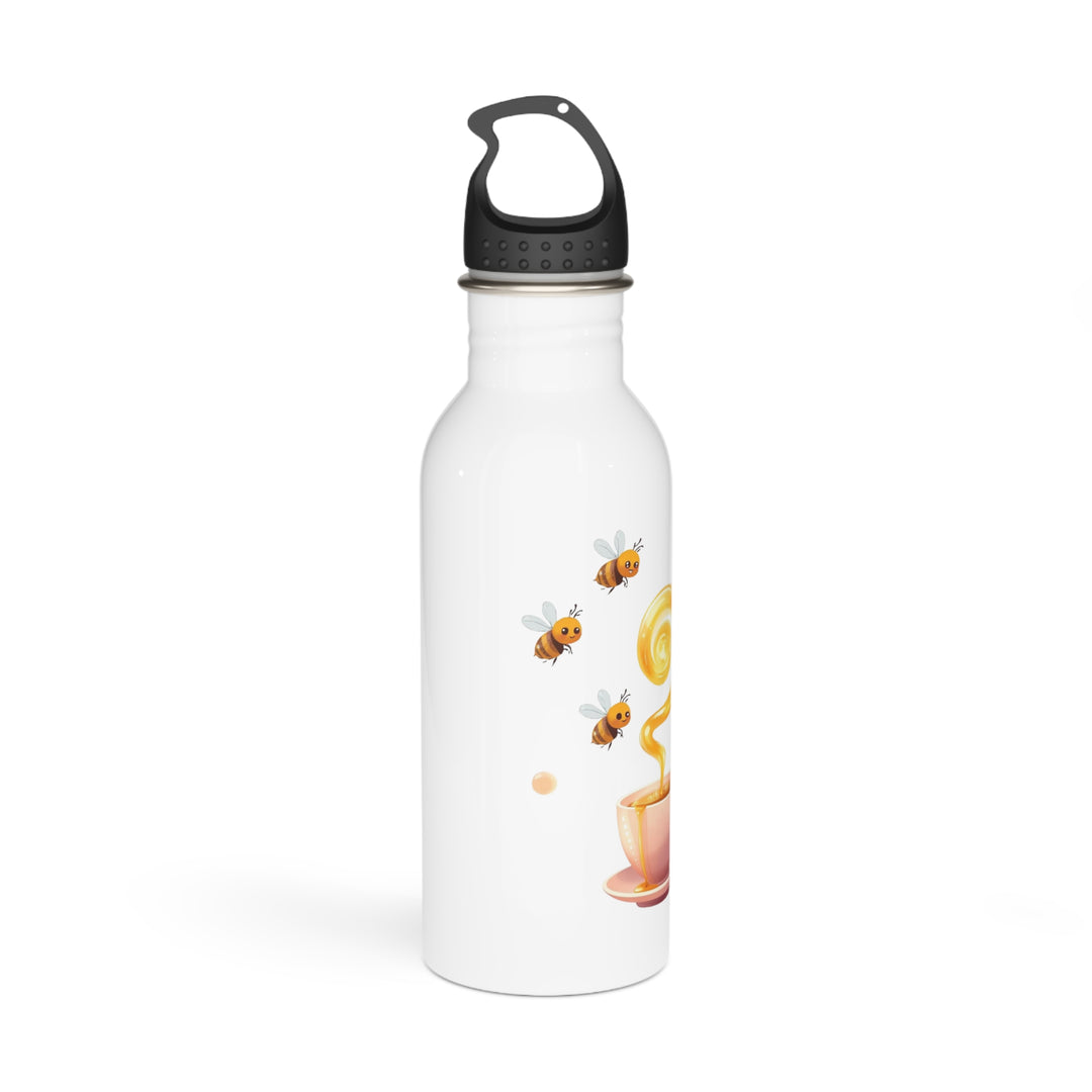 Stainless Steel Water Bottle - Cute Bees & Honey Pink Teacup | 20oz Insulated