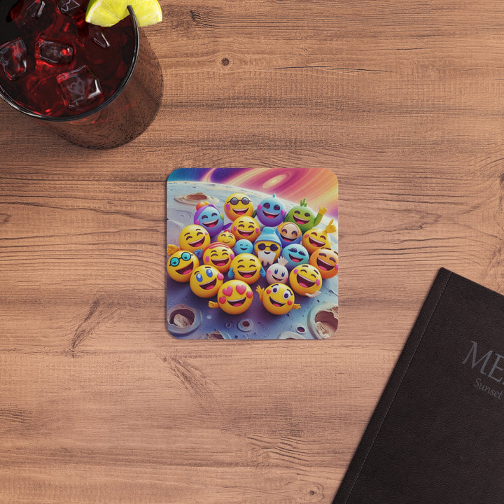Cosmic Emoji Square Coasters (50/100pcs) – Fun, Modern Table Protection