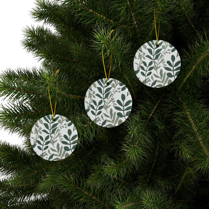 Modern Botanical Double-Sided Ceramic Ornaments – Custom, 1/3/5/10pcs