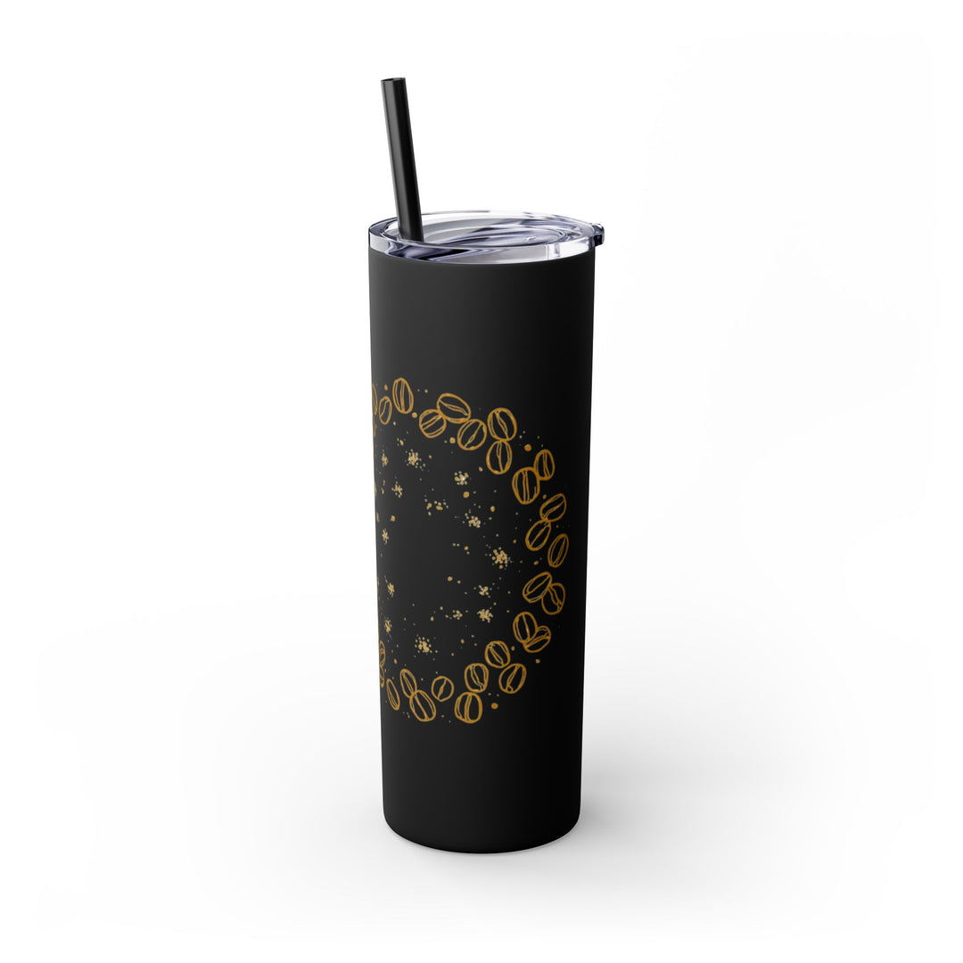 Coffee Lover’s 20oz Skinny Tumbler – Chic Hand-Drawn Beans & Straw
