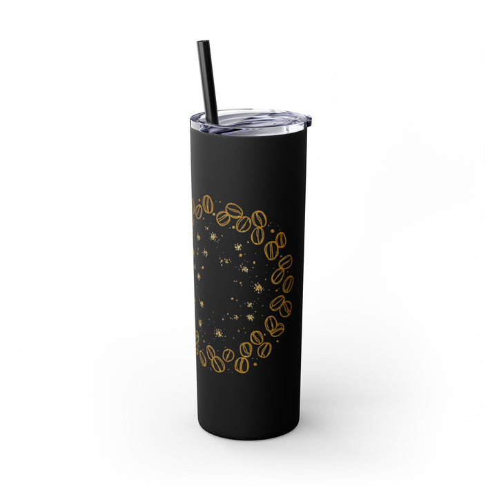 Coffee Lover’s 20oz Skinny Tumbler – Chic Hand-Drawn Beans & Straw