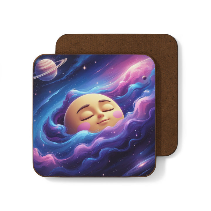 Whimsical Galaxy Moon Hardboard Coaster – Cute Space Decor, 3.5" Durable
