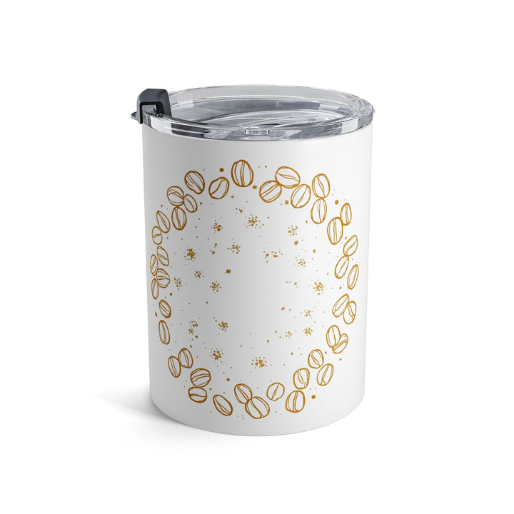 10oz Insulated Coffee Tumbler – Hand-Drawn Beans, Modern Café Chic
