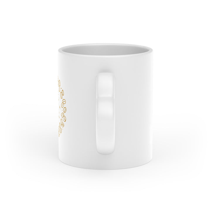 Heart-Shaped Coffee Mug – Hand-Drawn Coffee Beans, Modern Café Vibes