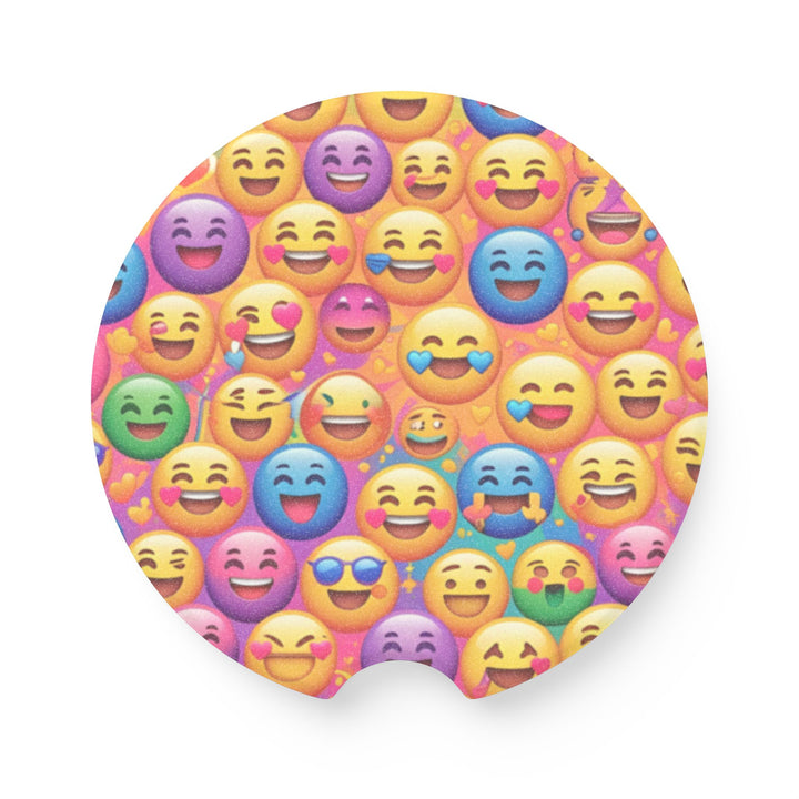Joyful Emoji Soapstone Car Coaster – Absorbent, Fun & Unique Car Decor